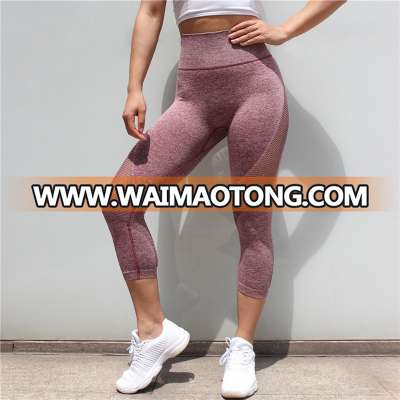 Women Sports Running Yoga Pants Sportswear Fitness Leggings Capris Mesh Exercise Gym Compression Pants Clothes Trousers OEM